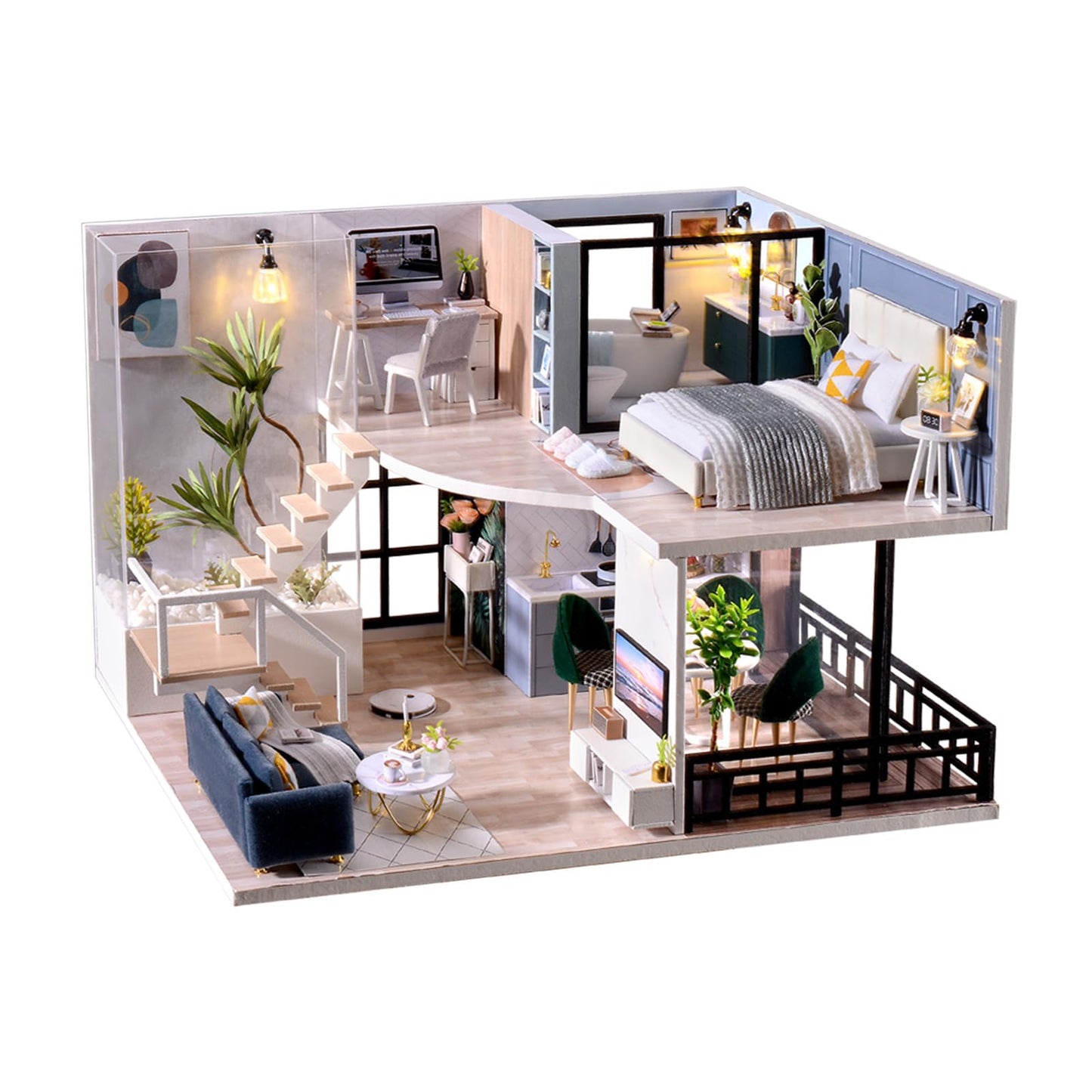 Fsolis DIY Miniature Dollhouse Kit - Tiny House Modern Mini Scene Kit 3D Puzzles for mature-themeds and Teenagers  Gifts for Women Teenagers Craft Lovers (Cozy Time)