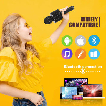 Dodosky Toys For Kids Age 3 4 5 6 7 8 9 10, Karaoke Microphone With Bluetooth Singing Toys For Girls Birthday Gifts For 9 10 11 12 Year Old Kids Stocking Stuffers For Girls Boys 4-12 - Black
