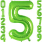 Green Number 5 Balloon 40 Inch, Big Large Foil Helium Number Balloons, Jumbo Giant Mylar Number 5 Balloons For 5 Year Old Birthd