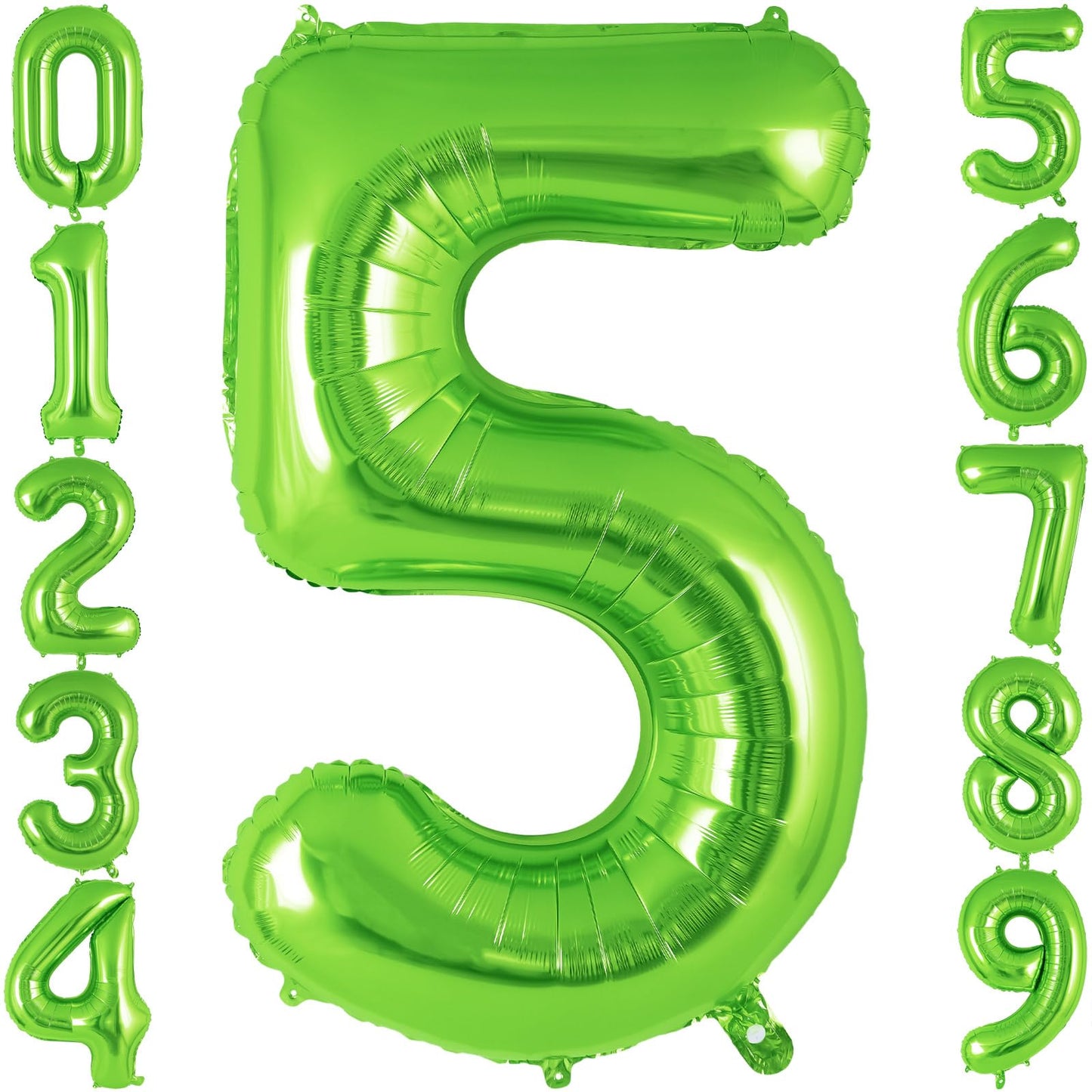 Green Number 5 Balloon 40 Inch, Big Large Foil Helium Number Balloons, Jumbo Giant Mylar Number 5 Balloons For 5 Year Old Birthd