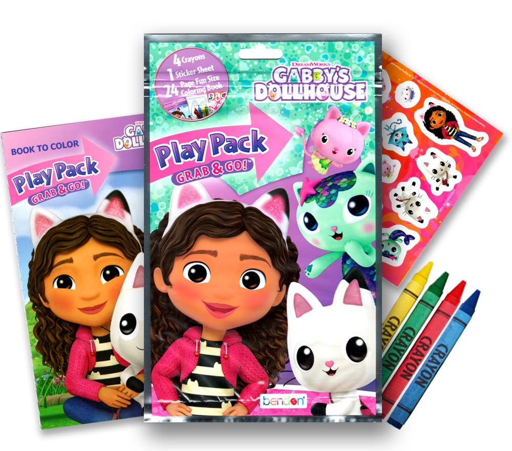 Gabbys Dollhouse Coloring Acitivty Book Set for Kids, Girls - Bundle with PlayPack, Kids Coloring Book and More