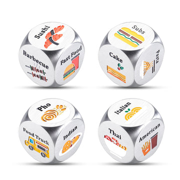4 PCS Food Dice for Couples 50th 11th Anniversary Steel Gifts for Him Her Boyfriend Gifts from Girlfriend Bachelorette Gifts Bri