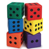 S&S Worldwide Large Molded Foam Dice Set of 6 - Assorted Color, 3.25" PU Foam with Recessed Dots for Games and Math Exercises
