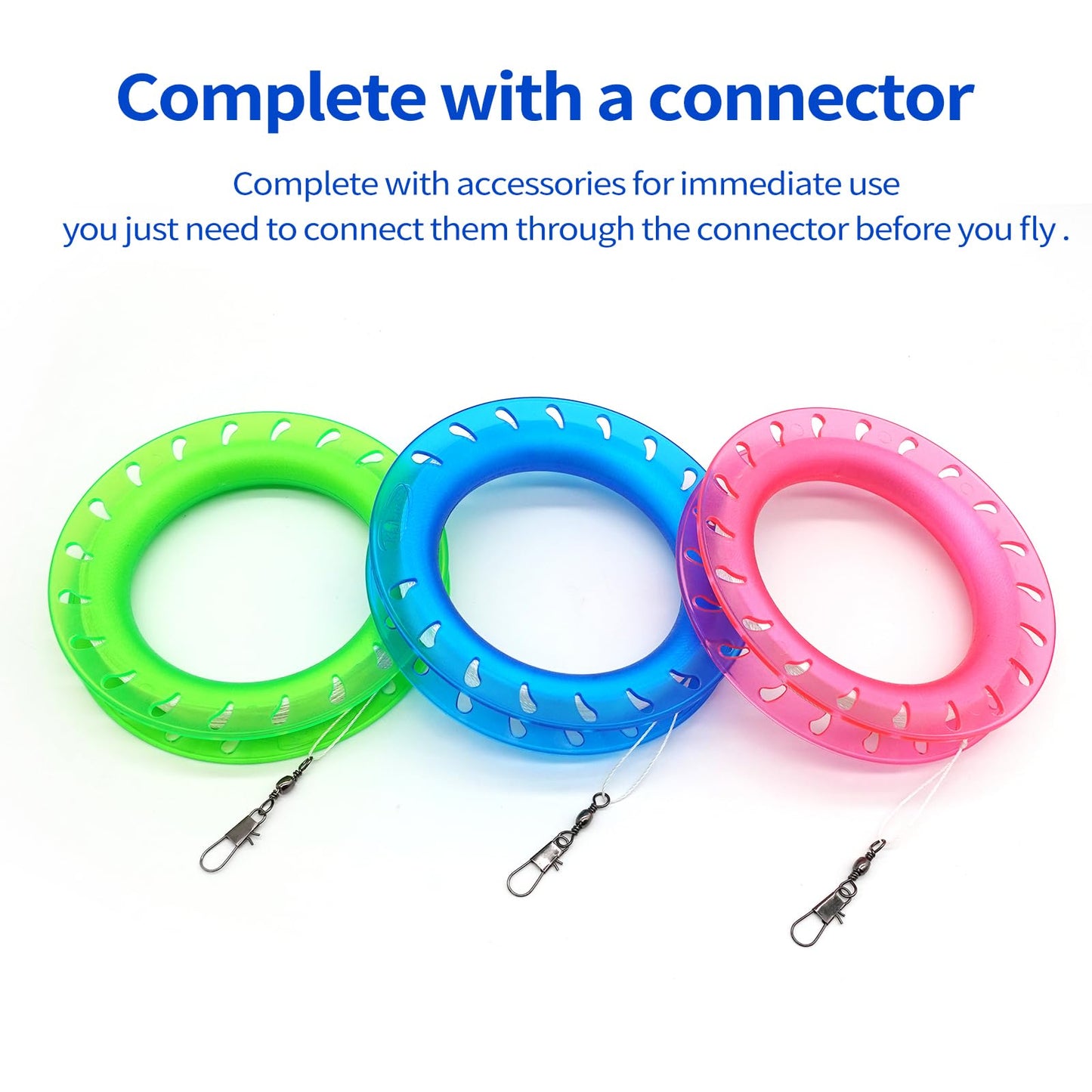 Kaiciuss 3 Pack Kite String Hoop For Kids, Kite Spool Set For Boys & Girls, Kite Handle Kit With 300 Feet Line For Each Kite Reel Winder