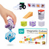 QBI Magnetic Blocks for Toddlers Ages 3+ | STEM Magnetic Block Tracks with Wheel Bulldozer & Tiles | 3D Colorful Magnet Building