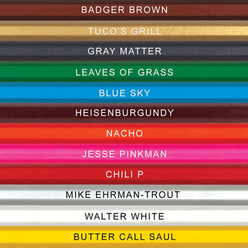 Coloring Bad Colored Pencil Set for Fans of Breaking Bad | Set of 12 Breaking Bad-Inspired Parody Pencils | Each Color Pencil is