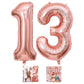 13 Number Balloon Rose Gold 40 Inch Big Foil Mylar 13Th Balloons For 13 Year Old Boy Girl Birthday Party Decorations Wedding Ann