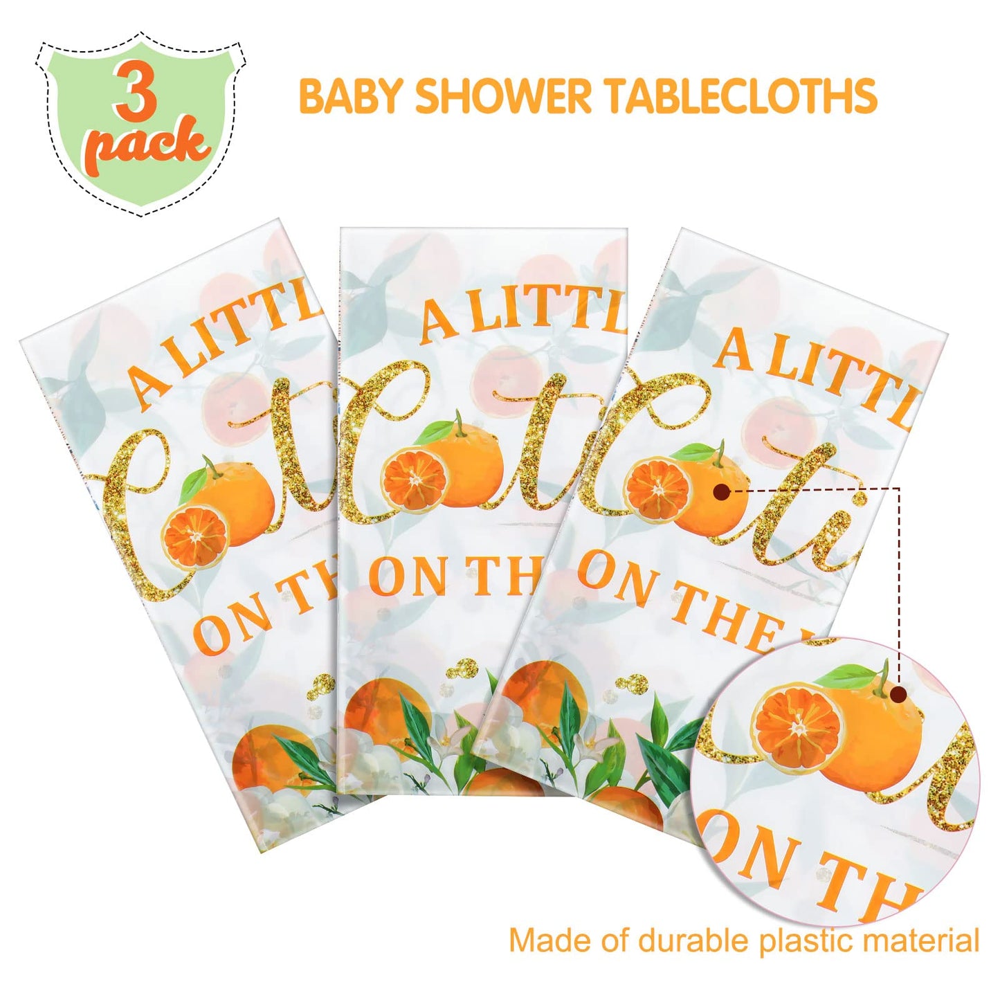 Little Cutie Tablecloth Orange Fruit Party Supplies Little Cutie is on The Way Disposable Plastic Table Cover for Citrus Baby Sh