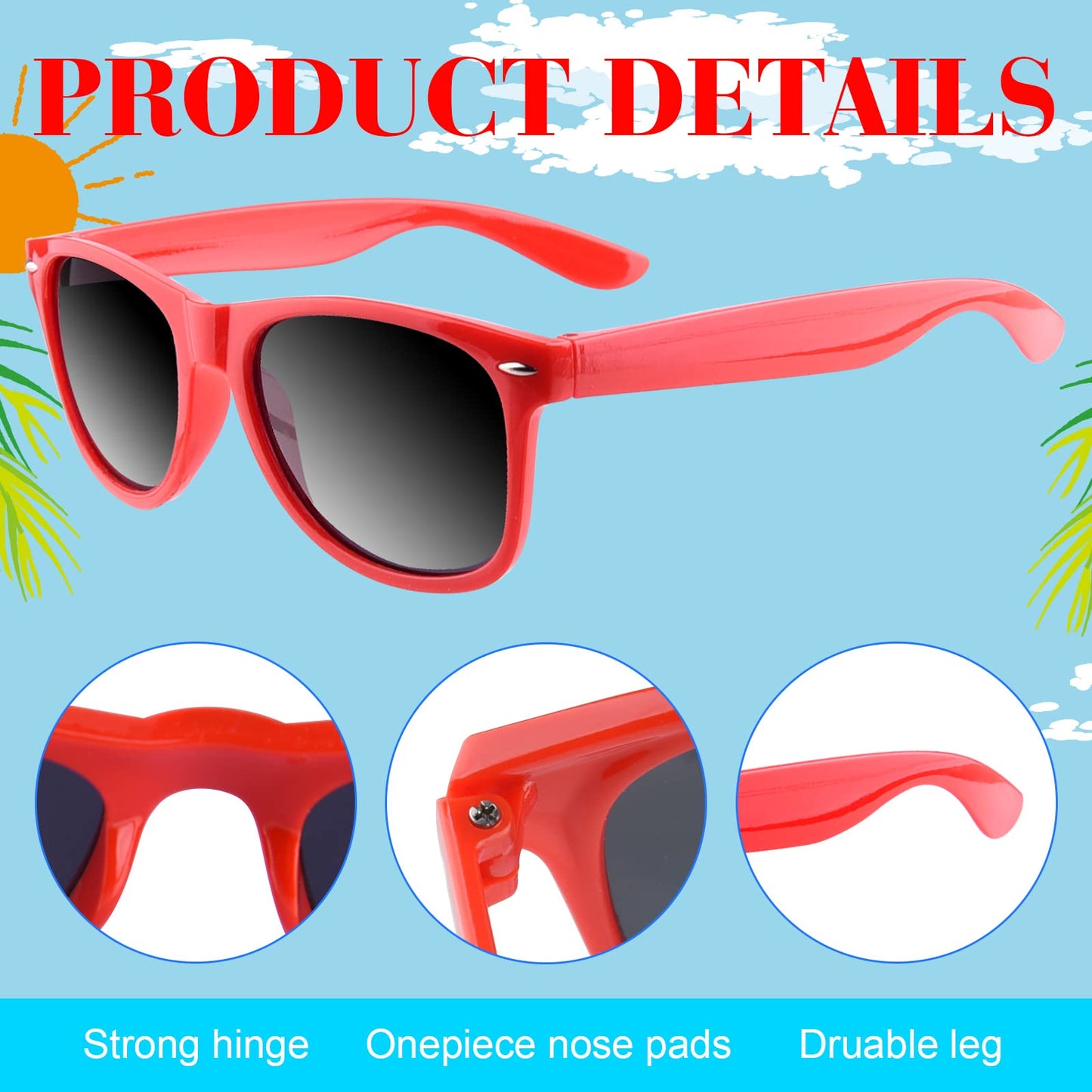 Morcheiong 12 Pack Party Sunglasses In Bulk For Birthday Summer Party Goody Bag Fillers Favors, Mixed Colored