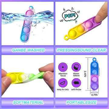 260 Pcs Pop Keychain Bulk Party Favors,Fidget Toys For Kids Bulk Mini Pop Keychain Sensory Toys Stocking Pinata Stuffers Birthda