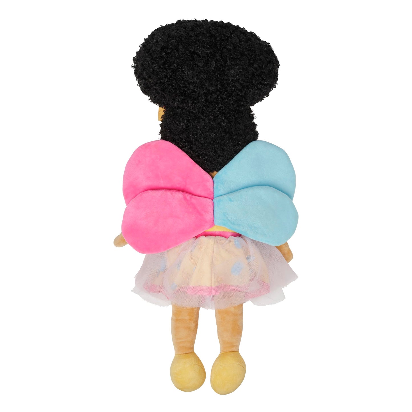 Orijin Bees Plush Doll - Luna 24" Black Biracial Doll, Soft Polyester, Yellow Dress, Ages 2+ - Perfect for Toddler Girls