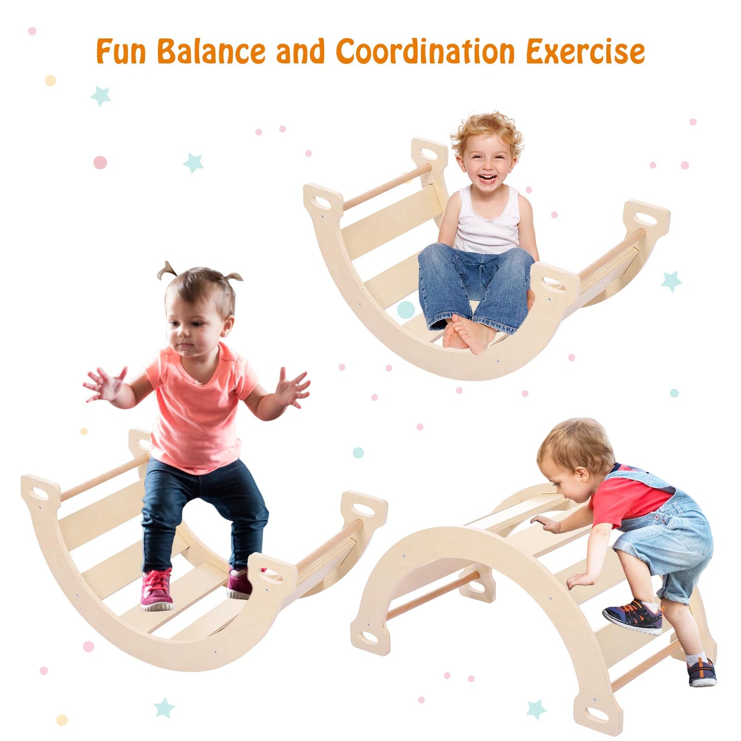 Joyspirit 3 Pcs Toddler Indoor Climbing Toy, Wooden Gym Playset, Playground Jungle Gym, Baby Triangle Folding Climbing For Climb