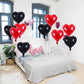 TONIFUL 30Pcs 18 Inch Red Black Heart Balloons Valentines Day Heart Shape Foil Mylar Balloons Decoration for Romantic Valentine