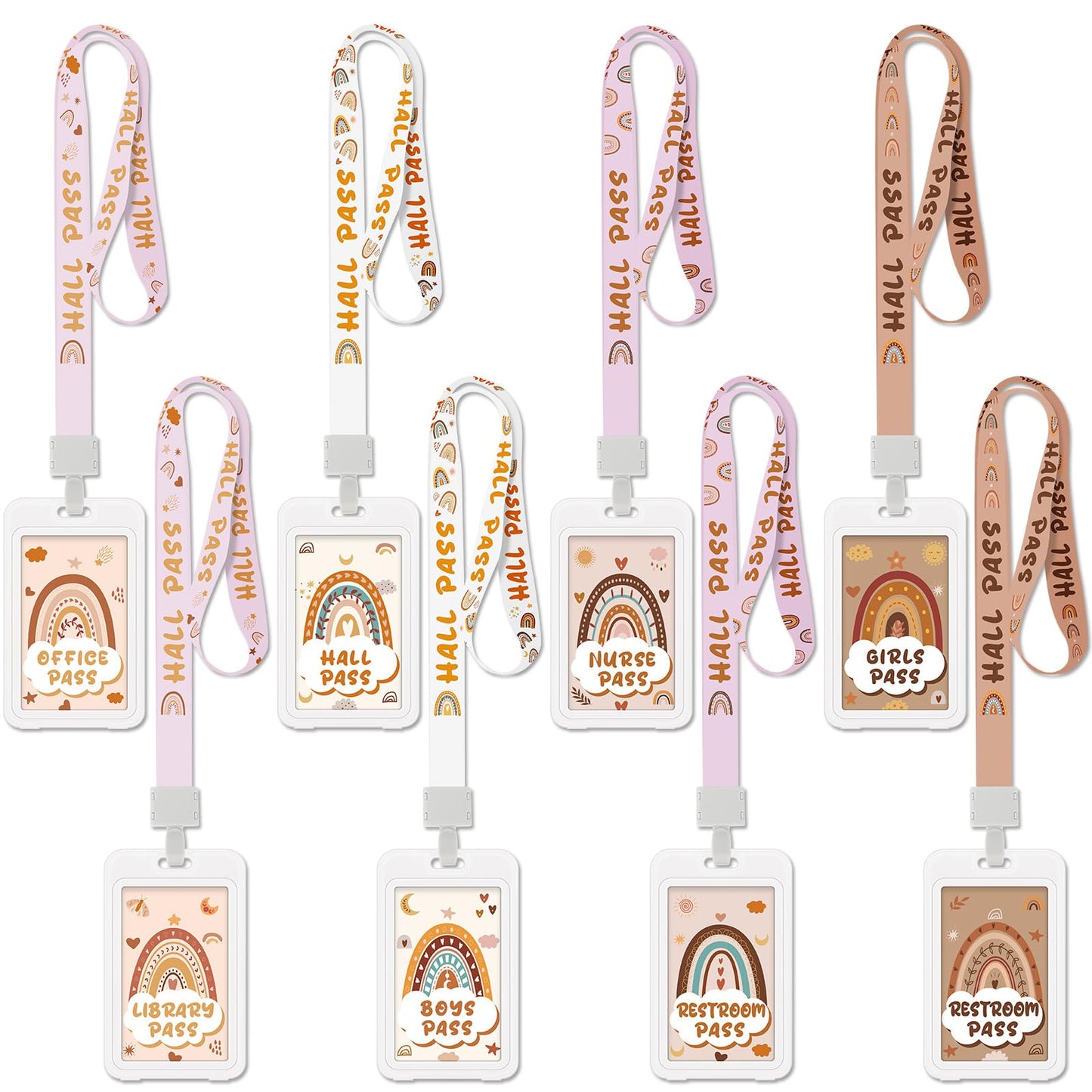 Ctosree 8 Set Rainbow Unbreakable Pvc Hall Pass Lanyards And School Passes Set School Supplies Teacher Supplies For Classroom El