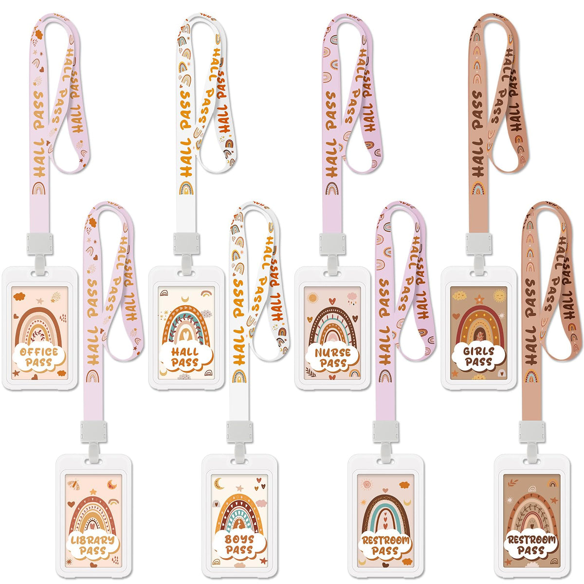 Ctosree 8 Set Rainbow Unbreakable Pvc Hall Pass Lanyards And School Passes Set School Supplies Teacher Supplies For Classroom El
