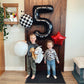 Race Car 5 Balloon, Number Balloons 40 Inch, 5Th Black Birthday Balloon Decorations, Race Car Birthday Party Supplies, 5 Number