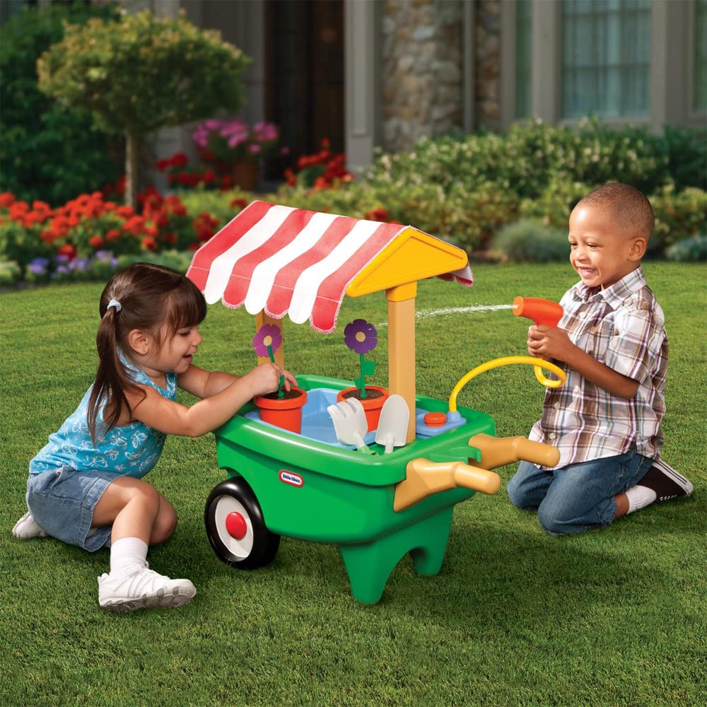 Little Tikes 2-in-1 Garden Cart & Wheelbarrow, Small, Plastic, Multicolor, Model 620102
