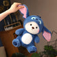 Bilibang Cartoon Plush Cross-Dressing Teddy Bear Plush Toy, Cute Teddy Bear with Removable Stitchhat (Blue StitchBear, 11 inch /