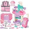 Kids Tool Bench Set,MAGIC4U 89PCS Toddler Tool Workbench with Electirc Drill 12 Tools Equipement,Safety Vest & Hat,Pretend Play