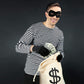 Robber Costume Set, Include 11.8x15.7inch Dollar Sign Money Bag, Black Gloves, Eye Mask for Halloween Party Pirate Thief Cosplay