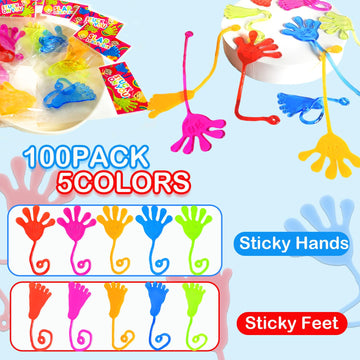 Leetous Bulk Sticky Hands Party Favors Supplies Toys Gifts For Kids (100 Pcs), Halloween Basket Goodie Bag Stuffer Fillers For T