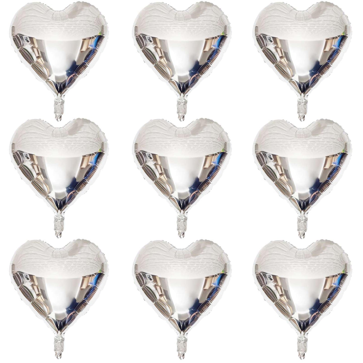 Lovoir 10 Pcs Silver Heart Shape Foil Mylar Balloons 18 Inch Love Balloons For Valentine'S Day Birthday Party Decorations Weddin
