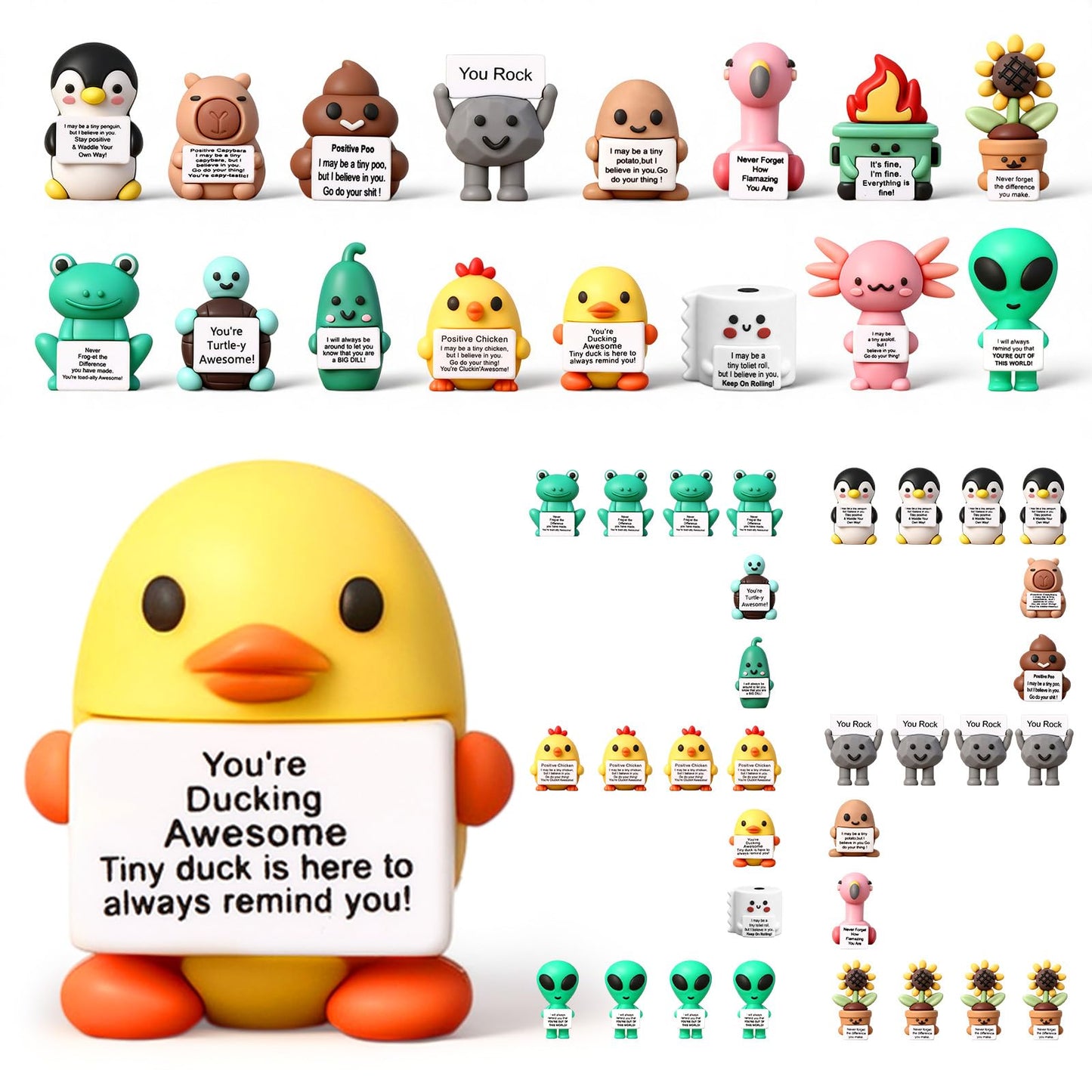 Gejoy 32 Pcs Mini Rubber You Rock Toys Set Mini Rock Figures Positive Gifts Desktop Ornaments and Decorations Inspirational Gifts for Employees  Staff  Teachers  Teams  and Friends