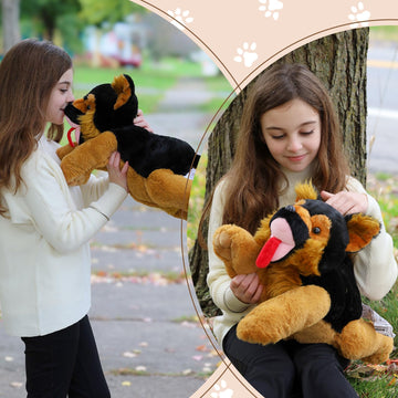 Beniny 5Pcs German Shepherd Stuffed Animals Dog Set - Mommy Black Large German Shepherd Plush 20 Inch With 4 Puppies -Stuffed Ge