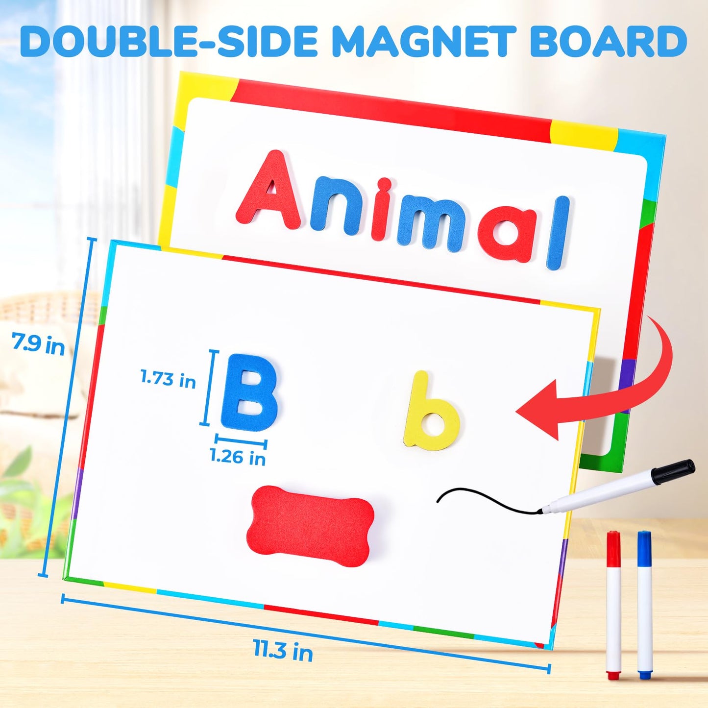 Gamenote Classroom Magnetic Letters Kit 234 Pcs With Double-Side Magnet Board - Foam Alphabet Letters For Kids Spelling And Learning