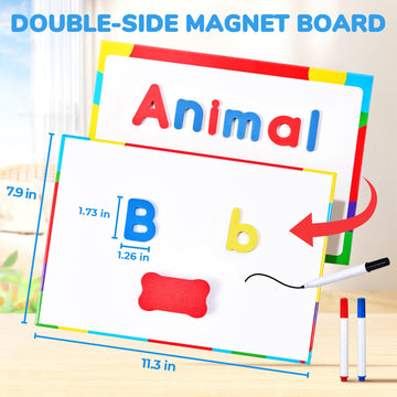 Gamenote Classroom Magnetic Letters Kit 234 Pcs With Double-Side Magnet Board - Foam Alphabet Letters For Kids Spelling And Learning