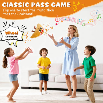 Flip & Pass The Croissant, Electronic Interactive Game, Hilarious Family Party Games for Kids Ages 3, 4-8+, Indoor/Outdoor Toys,