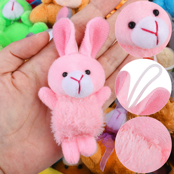 Fovths 64 Pieces Mini Plush Animals Toys Set Cute Small Stuffed Animal Keychain Jungle Animal Decor Goodie Bag Basket Fillers Fo