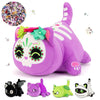 Lccoous 61-Pcs ? 11'' Purple Sugar Skull Cat Plush+ 60Pcs Cat Stickers -Meow Cat Plush - Meow Cat Stuffed Animal Collection, Bir