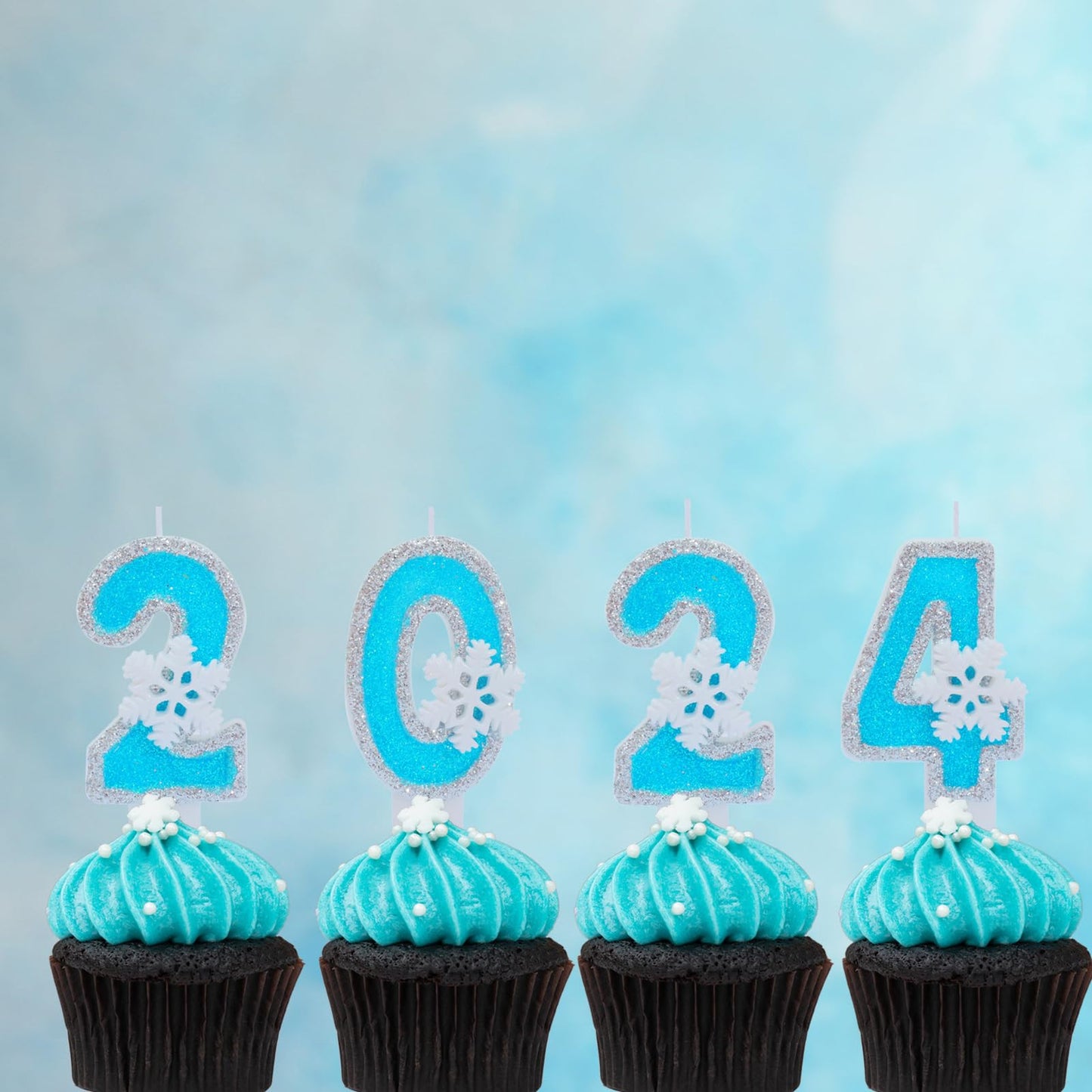 Blue Frozen Birthday Party Decorations, White Snowflake Number Candles 0-9, Kids Adults Birthday Anniversary Wedding Party Suppl