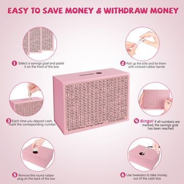 2 Pack Piggy Bank Cash Coin Box, Money Saving Box, Paper Savings Challenge Box, Flexible Saving $10000, $5000, $3000, Money Bank