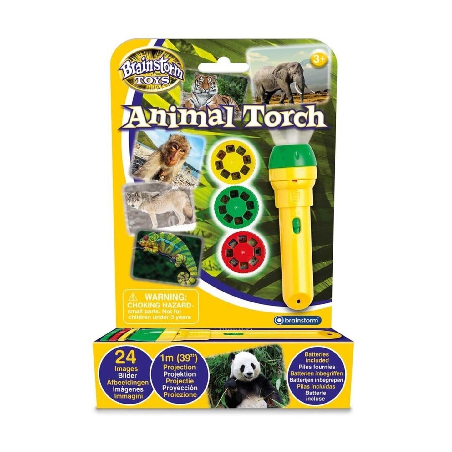 Brainstorm Toys Animal Flashlight and Projector, Multicoloured, 11 x 3.5 cm, Plastic, Model E2012