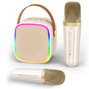 Texpot Mini Karaoke Machine With 2 Wireless Microphones, Kids Toys Portable Bluetooth Speaker For Kids Adults Toddler, Christmas