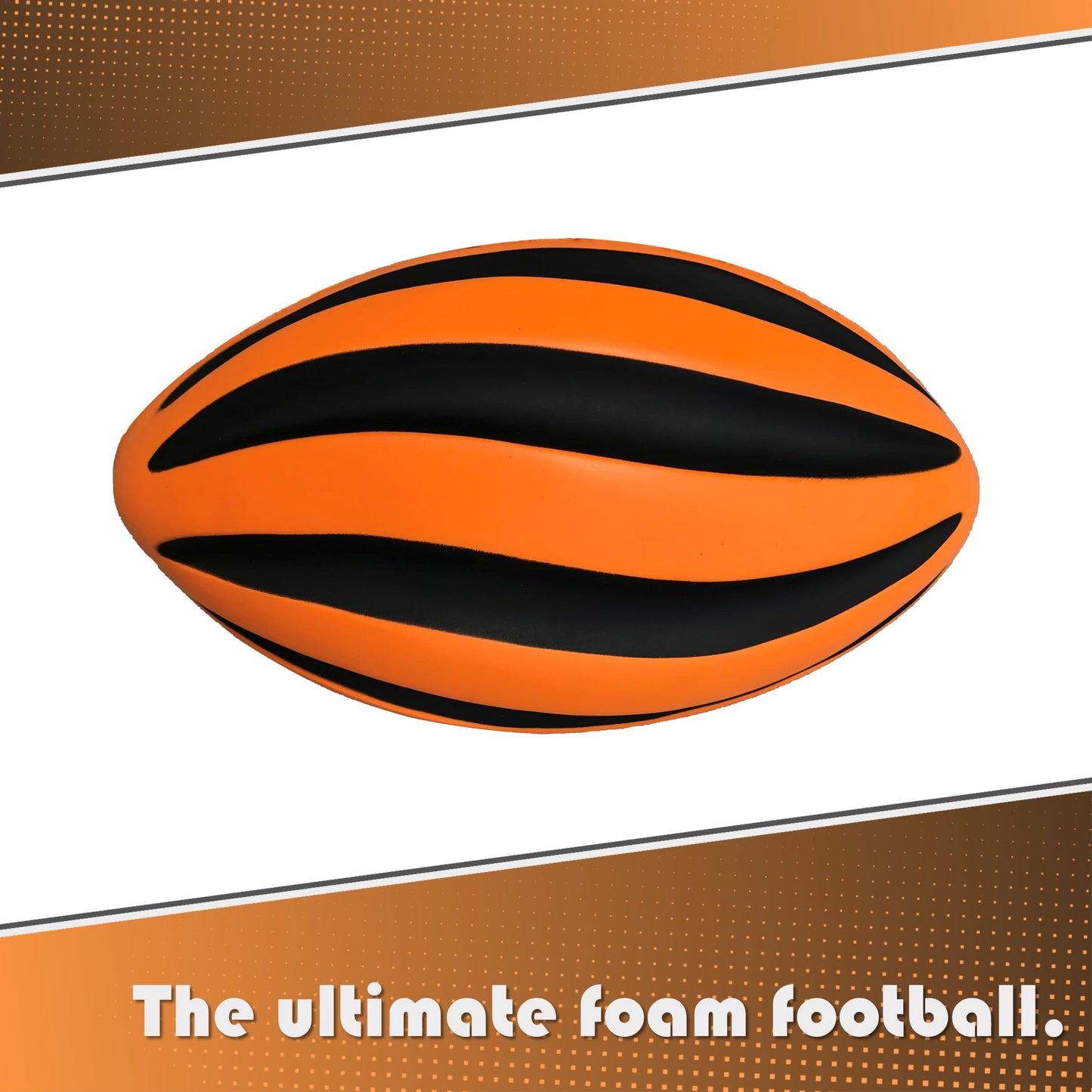 LMC Products Spiral Foam Football - Soft Kids Football - 9 Inch Each - mature-themed & Toddler - Small (Orange & Black)