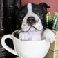 Ebros Gift Realistic Boston Terrier Teacup Pup In White Tea Cup Statue 5.75'' Tall Pet Pal Tuxedo Gentleman Puppy Dog Breed Coll