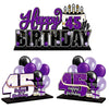 Lingteer Happy 45Th Birthday Purple Acrylic Table Topper Centerpieces Set - Cheers To 45 Years Old Birthday 45Th Bday Party Gift Decorations.