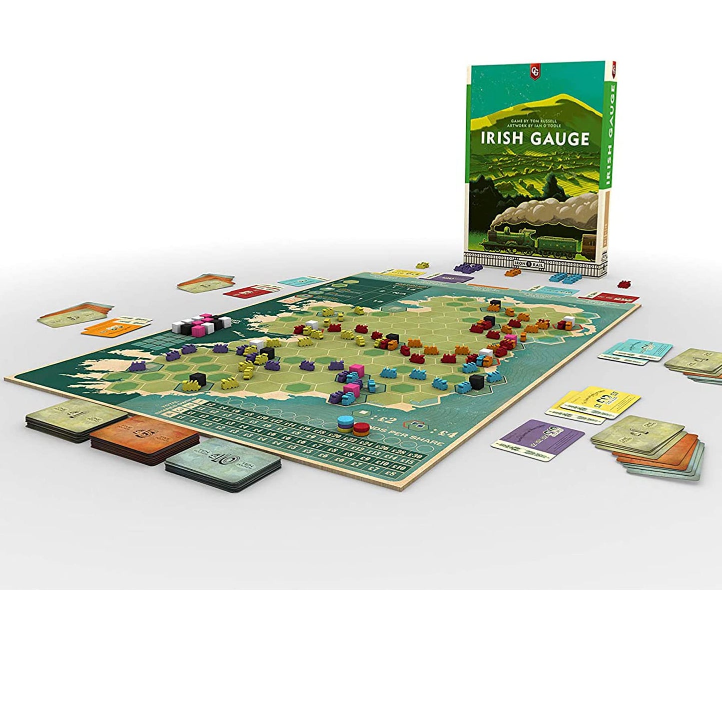 Capstone Games Irish Gauge Strategy Board Game, 3-5 Players, 60 Min Play Time, Large Size, Iron Rail 1, Model CSGIR101