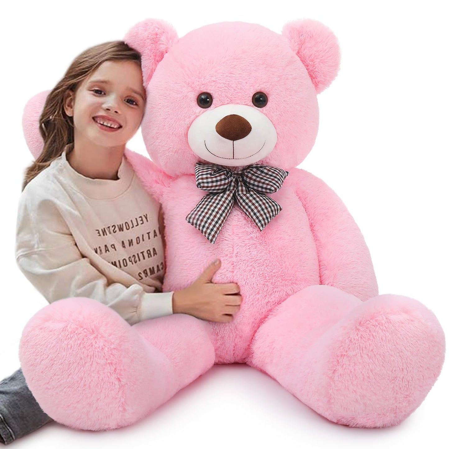 Maogolan Huge Pink Stuffed Animals 47 Inch Life Size Cute Teddy Bears Big Giant Teddy 4 Feet For Baby Girls Shower Decorations