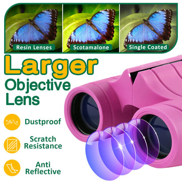 Binoculars For Kids With Compass 8X21 Children Toy Real Binocular Gifts For 3-12 Years Boys Girls High Resolution Shockproof Telescope For Bird Watching,Travel, Camping