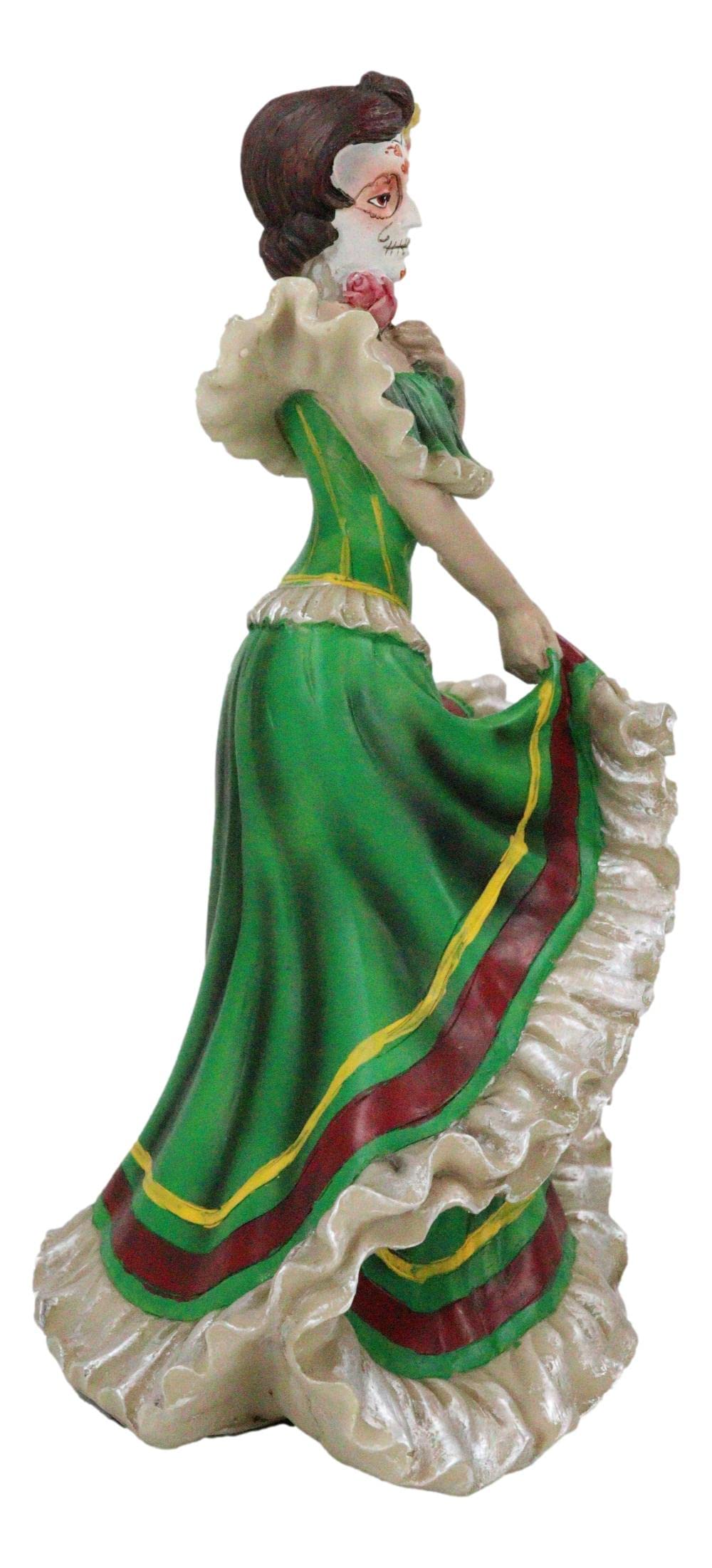 Ebros Gift Dia De Los Muertos Sugar Skull Green Gown Skeleton Ceremonial Dancer Figurine Day Of The Dead Vivas Calacas Traditional Folklore Mexico Latin Cultural Sculpture
