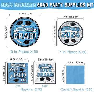 Graduation Plates And Napkins 2024 Graduation Party Supplies, Congrats Grad Disposable Dinner Plates, Dessert Paper Plates, And