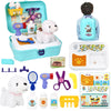 Pet Care Play Set for Kids, 16Pcs Doctor Kit Pretend Play Vet Dog Grooming & Feeding Toys with Backpack, Educational Toys for Gi