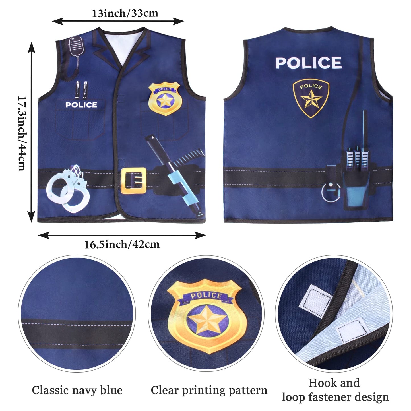 Keymall Kids Police Officer Costume 6 Pcs Cop Accessories Set Including Hat Vest Sunglasses Badge Handcuff Walkie Talkie For Halloween