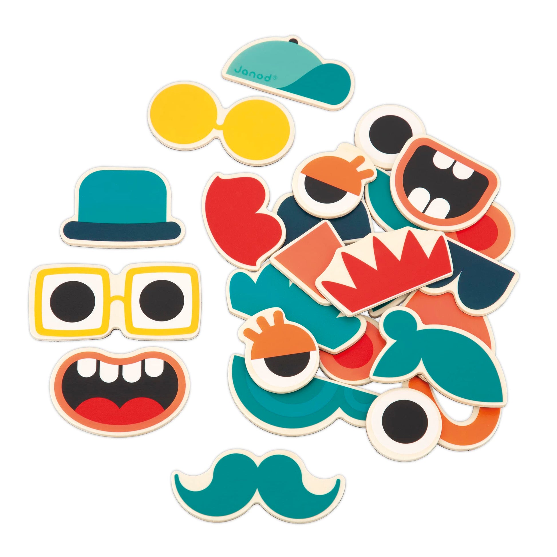 Janod Wooden Magnets - Imagination and Creativity Sets (Funny Faces)