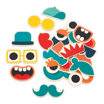 Janod Wooden Magnets - Imagination and Creativity Sets (Funny Faces)