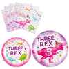 Wernnsai Dinosaur Party Tableware Set - 48 Pcs Watercolor Dinosaur Pink 3Rd Birthday Party Supplies Bundles For Girls Disposable Three Rex Plates And Napkins Dino Party Decorations Serves 16 Guests